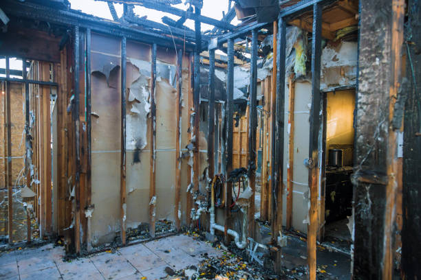 Professional Emergency Fire Damage Restoration technician working in Three Bridges, NJ